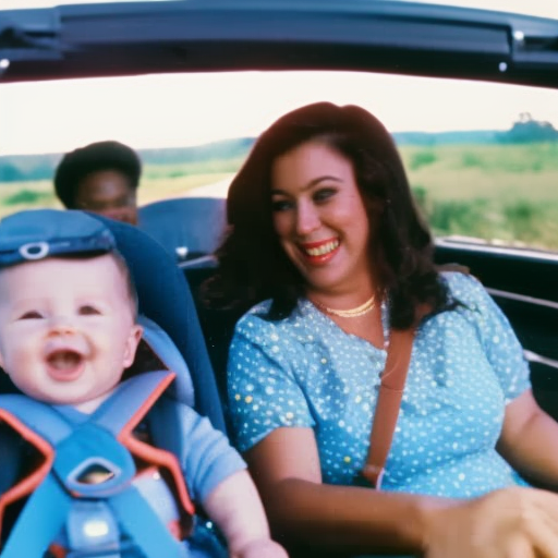 An image capturing a joyful moment of a baby securely buckled in a convertible car seat, with parents lovingly adjusting the straps and smiling, representing the safe and exciting transition from an infant car seat to a convertible one