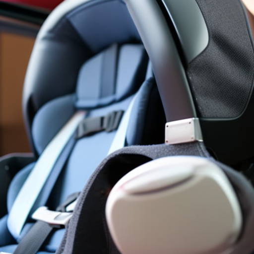 An image depicting a close-up view of a car seat base installed securely in a vehicle, showcasing the correct angle, snugly fastened safety belts, and proper positioning of the newborn car seat