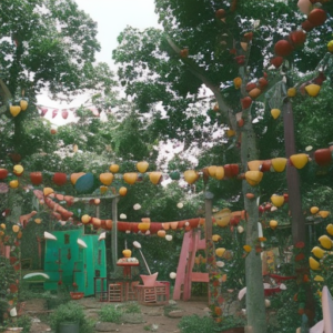 Nurturing Creativity in Children 18 a vibrant garden with children laughing and exploring