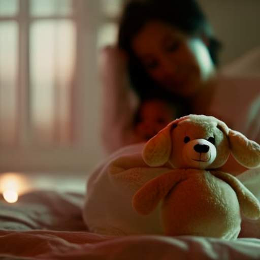An image of a serene bedroom scene, with a parent gently tucking in their toddler under a soft blanket, using dimmed lights and a cozy stuffed animal, highlighting the importance of a calming and consistent bedtime routine