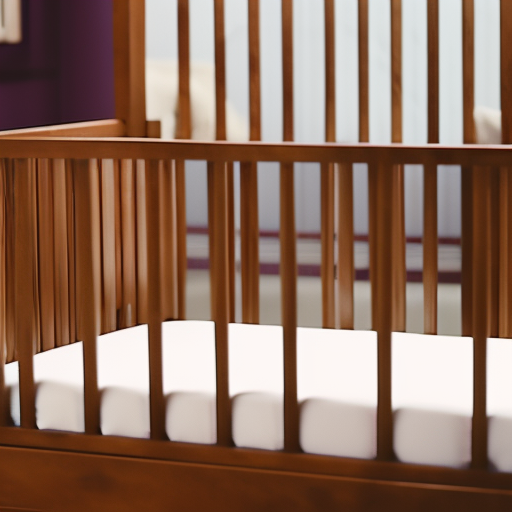 An image showcasing a Pottery Barn Baby Crib with intricate craftsmanship, contrasting wood tones, adjustable mattress heights, and a convertible design, highlighting key features to consider when selecting the perfect crib for your little one