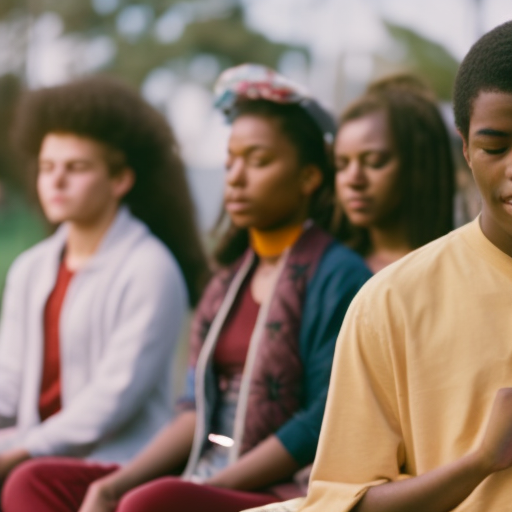 An image showcasing a diverse group of teenagers engaged in activities that promote emotional well-being, such as meditation, journaling, and engaging in meaningful conversations with peers, to highlight the importance of emotional support in preparing teens for college life
