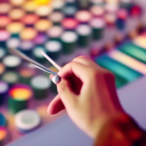 An image showcasing the vibrant colors of a paint palette, as an artist's hand gracefully swirls a brush across a canvas