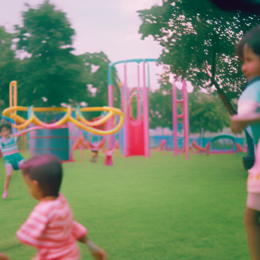 An image that showcases a vibrant playground filled with children joyfully jumping, swinging, and playing sports, surrounded by colorful equipment, encouraging the excitement and fun of physical activity