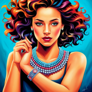 An image capturing a teenage girl confidently expressing herself through a vibrant and unique fashion style, standing against a backdrop of a diverse group of peers, each showcasing their distinct personalities and interests