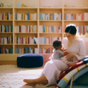 An image of a cozy nursery with a soft armchair, bathed in warm afternoon light