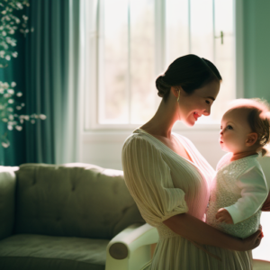 An image of a serene nursery, bathed in soft natural light