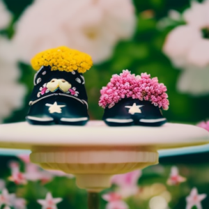 An image of a pair of soft and flexible Robeez baby shoes, adorned with whimsical animal motifs, nestled on a fluffy white cloud against a vibrant backdrop of colorful blooming flowers