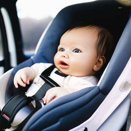 An image showcasing a sleek car seat with an adjustable headrest and harness, providing optimal safety for newborns