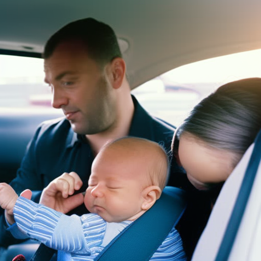 An image that shows a concerned parent carefully fastening a high-quality car seat into their vehicle, while a contented newborn sleeps peacefully inside, symbolizing the crucial role of selecting the perfect car seat for the safety and comfort of your little one