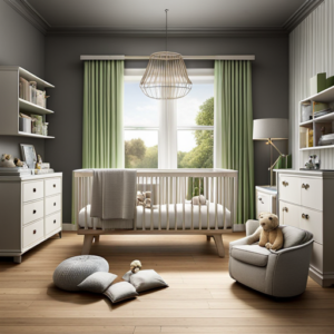 Create an image showcasing a serene nursery with soft, natural lighting