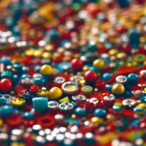 An image showcasing a diverse collection of educational toys, including puzzles, building blocks, science kits, and art supplies