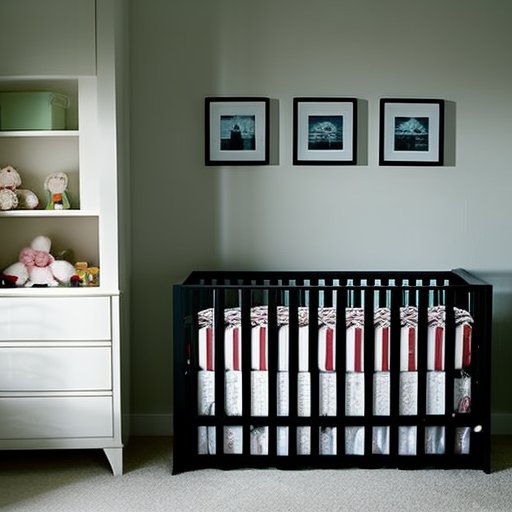 An image showcasing a variety of meticulously-designed standard cribs, each displaying different features like adjustable mattress heights, safety railings, and stylish finishes, to help parents in their quest to choose the perfect crib for their precious little one