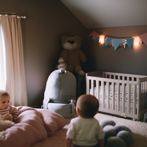 An image showcasing a cozy nursery with a standard crib as the focal point