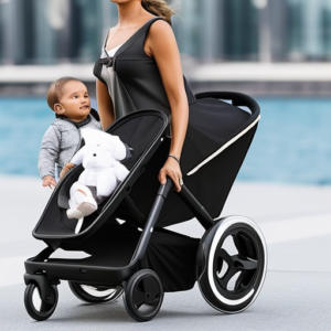 Stroller Yoyo 1 An image capturing the sleek, compact design of the Stroller Yoyo as it effortlessly glides through a bustling city