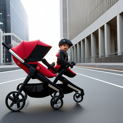 An image showcasing a sleek, modern stroller that effortlessly transforms into a double stroller