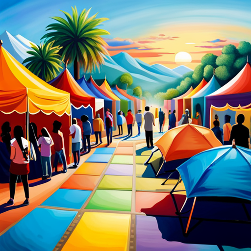 An image depicting a vibrant community fair, filled with teenagers engaged in drug-free activities and events
