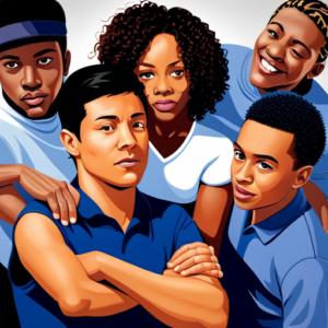 An image showcasing a group of diverse, engaged teenagers participating in a variety of healthy activities such as sports, music, art, and community service, promoting the message of Teen Drug Use Prevention