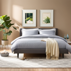 an image capturing a serene bedroom scene: a soft, sunlit space adorned with plush pillows, a cozy reading nook, potted plants, and a calming color palette, inviting teens to embrace self-care and wellness
