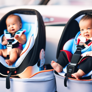 An image that showcases a lineup of sleek and sturdy infant car seats, each adorned with plush cushioning, adjustable safety harnesses, and vibrant color options to ensure the utmost comfort and protection for your precious little passenger