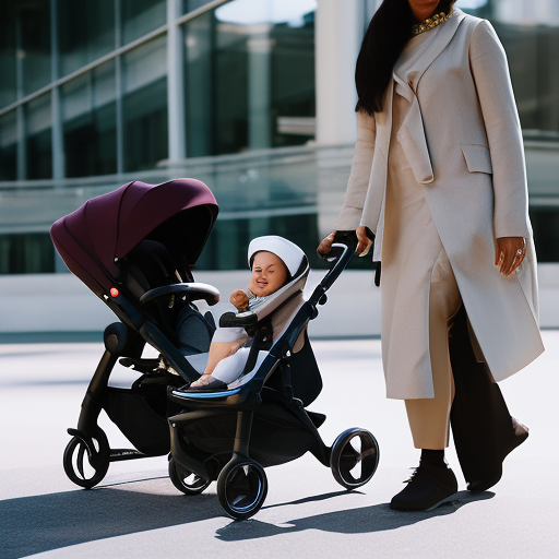An image showcasing a sleek, modern stroller with a seamlessly integrated infant car seat, demonstrating effortless compatibility