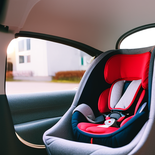 An image showcasing a sleek, modern infant car seat with easily removable machine-washable fabric, featuring a spill-proof, stain-resistant coating, leaving it looking brand new after every mess