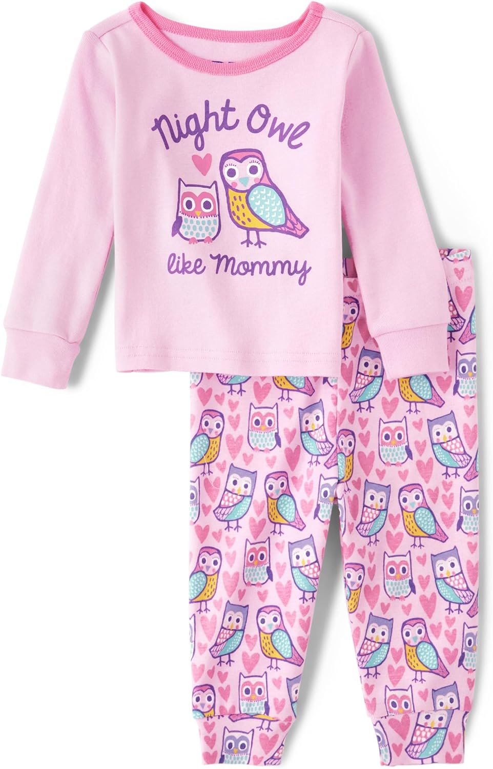 The Childrens Place Baby Girls and Toddler Long Sleeve Top and Pants Snug Fit 100% Cotton 2 Piece Pajama Set