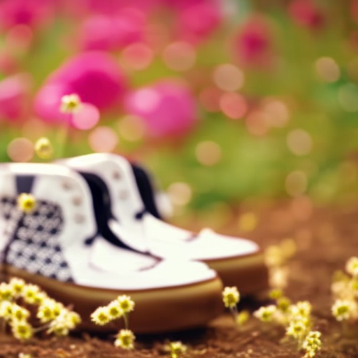 An image showcasing a pair of Twisted X baby shoes in vibrant colors and diverse styles, surrounded by elements representing each season - blooming flowers for spring, sparkling waves for summer, falling leaves for autumn, and snowflakes for winter