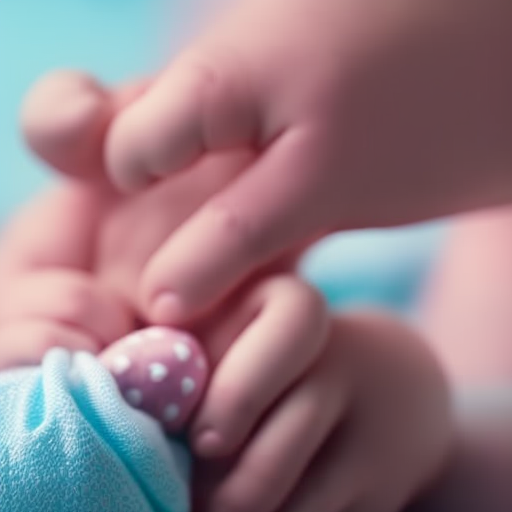 An image showcasing a close-up of a baby's hand grasping an adult's finger, highlighting the delicate nature of an infant's grip and symbolizing their developing motor skills during the infancy milestone phase
