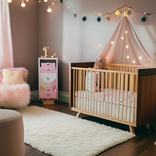 An image showcasing a beautifully styled Wayfair crib, adorned with a plush canopy, soft pastel bedding, and a whimsical mobile