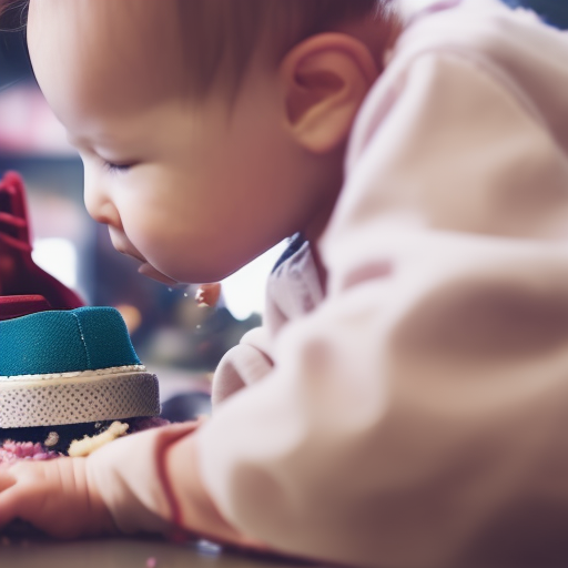 An image of a parent gently cleaning wide toddler shoes with a soft brush, removing dirt and debris from the intricate stitching