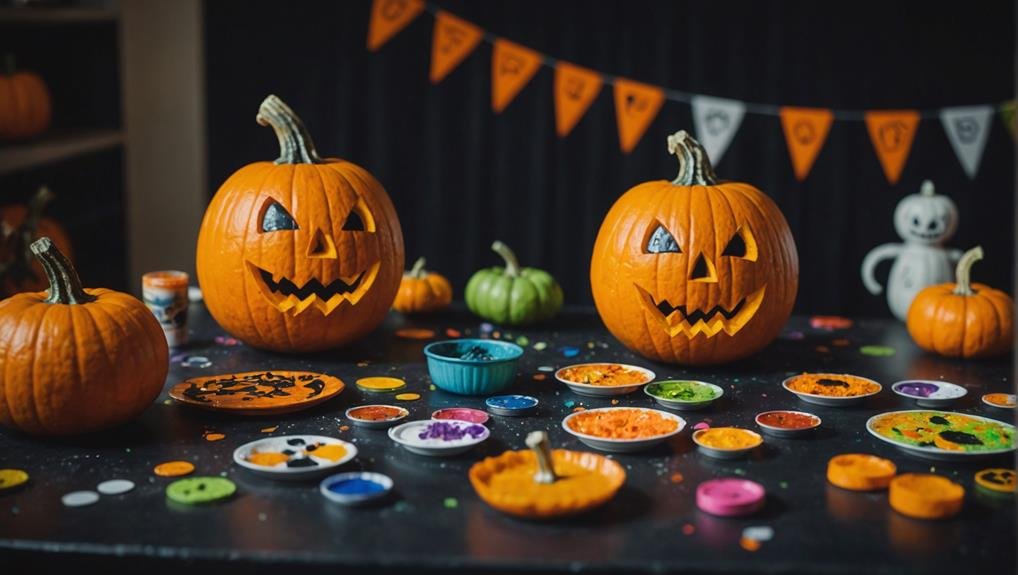 halloween themed pumpkin decorating