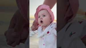 Cute baby at the beach ⛱️ 🎥 alena_kostramitina