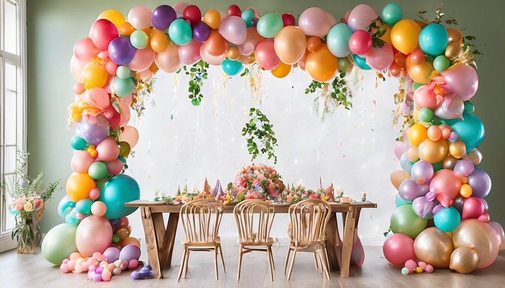 whimsical colorful balloon garlands