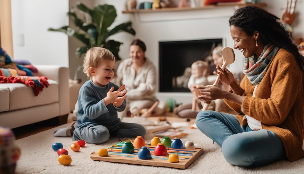 cheerful rhythmic family bonding